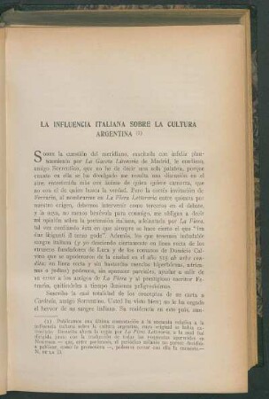 La influencia italiana sobre la cultura argentina