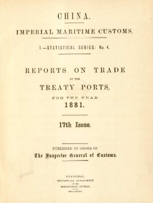 17.1881: Imperial Maritime Customs