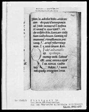 Psalterium - Hymnar (Benediktinerhandschrift) — Initiale Q (uicumque), Folio 245recto