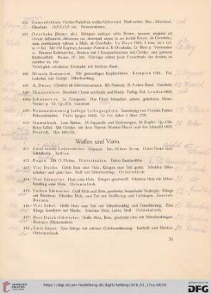 Waffen und Varia (Nr. 411-457)