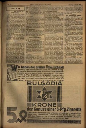 Zweite Ausgabe vom Sonntag, den 07. April 1929.