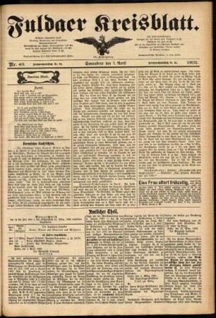 Zweite Ausgabe vom Samstag, den 05. April 1902.