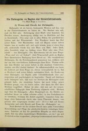 ¬Die¬ Zielangabe zu Beginn der Unterrichtsstunde