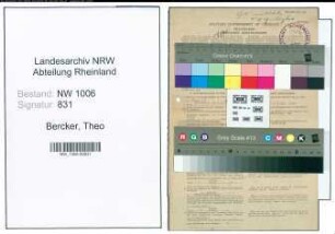 Entnazifizierung Theo Bercker , geb. 26.06.1904 (Verleger)