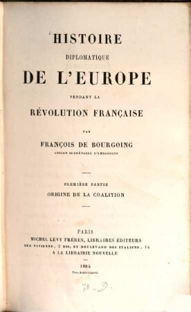 Histoire diplomatique de l'Europe pendant la Révolution Française, 1
