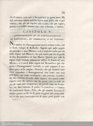 Capitolo V. Considerazioni Su Li Panneggiamenti Di Raffaello, Di Correggio, E Di Tiziano.