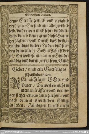Gebet, umb ein Gottseliges Christliches Leben