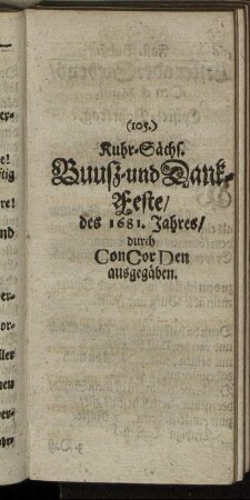 Kuhr-Sächs. Buuß- und Dank-Feste/ des 1681. Jahres