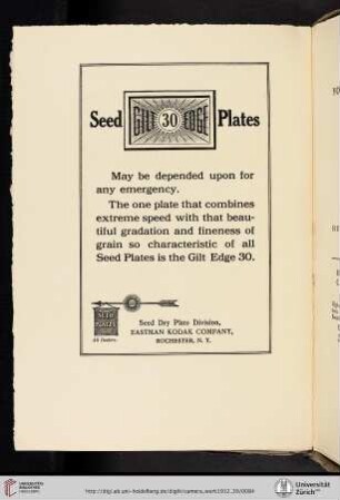 Seed Dry Plate Division, Eastman Kodak Company [Seed Gilt Edge 30 Plates]
