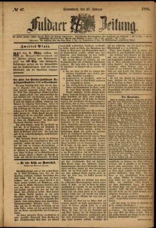 Ausgabe vom Samstag, den 27. Februar 1886.
