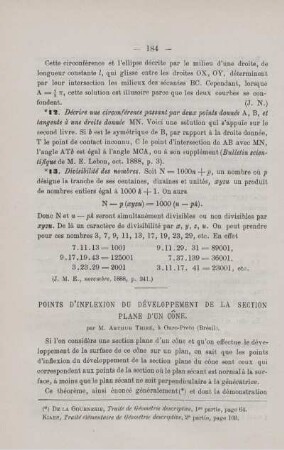POINTS D'INFLEXION DU DÉVELOPPEMENT DE LA SECTION PLANE D'UN CÔNE.