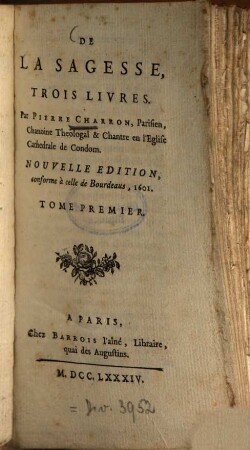 De la sagesse : trois livres