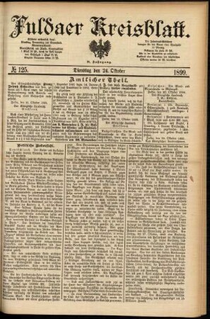 Erste Ausgabe vom Dienstag, den 24. Oktober 1899.