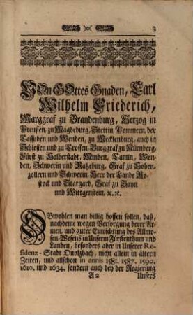 Neue Allmosen-Ordnung, In der Hoch-Fürstl. Brandenburgischen Residenz-Stadt Onolzbach : Anno 1741.