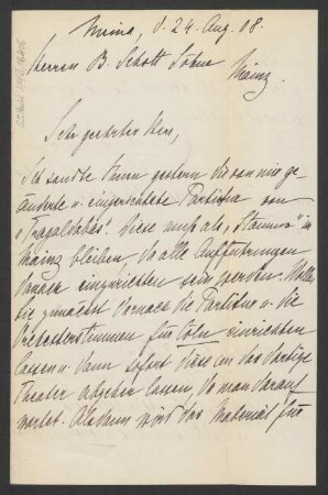 Brief an B. Schott's Söhne : 24.08.1908