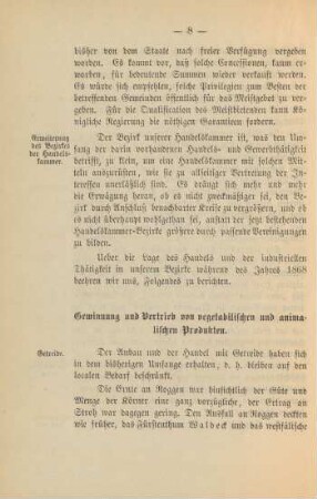 I. Gewinnung und Vertrieb von vegetabilischen und animalischen Produkten.