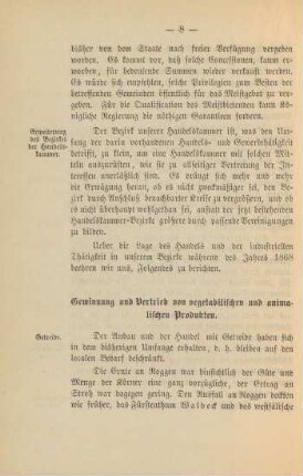 I. Gewinnung und Vertrieb von vegetabilischen und animalischen Produkten.