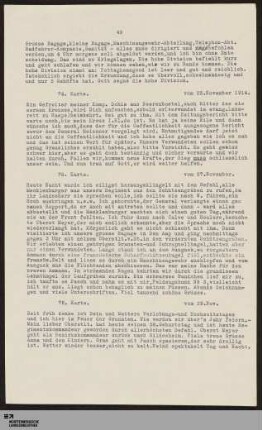 [Feldpostkarten, 25.11. - 29.11.1914]