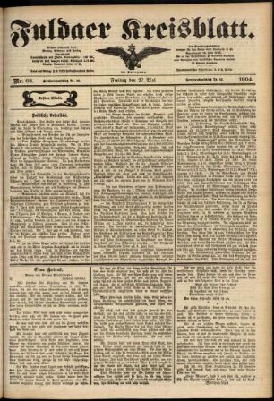 Erste Ausgabe vom Freitag, den 27. Mai 1904.