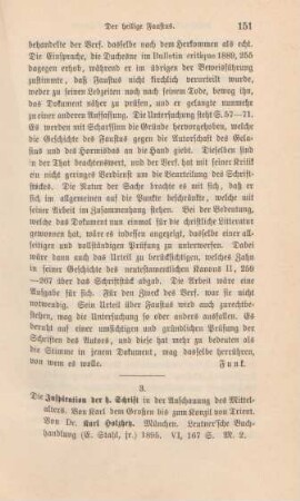 151-153 [Rezension] Holzhey, Carl, Die Inspiration der hl. Schrift in der Anschauung des Mittelalters
