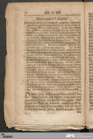 Gebet zum XVI. Einblick.