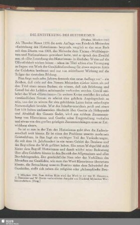 Die Entstehung Des Historismus