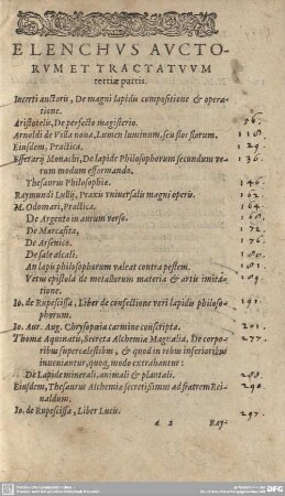 Elenchus Auctorum Tractatuum.