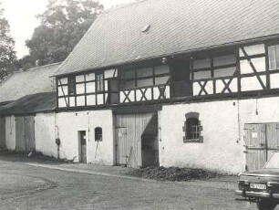 Fachwerkgehöft in Schweinerden : Bauwesen - Wirtschaftsgebäude und Gehöfte. Ort: Swinarnja / Schweinerden. Haus Nr. 13. Fachwerkgehöft. Bauerngut der Familie Pech
