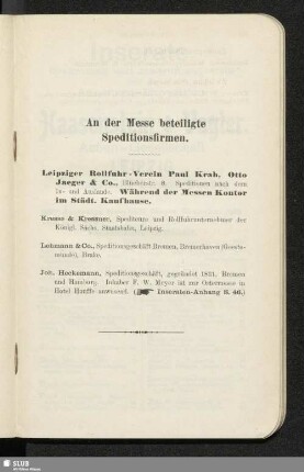 An der Messe beteiligte Speditionsfirmen