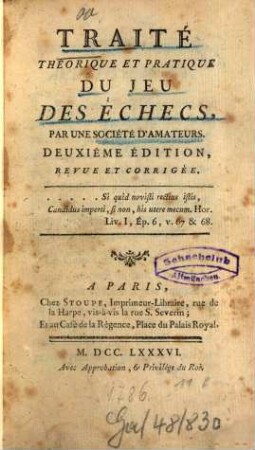 Traité théorique et pratique du jeu des échecs