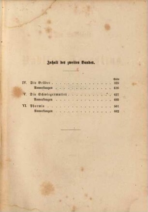 Die Lustspiele des Publius Terentius : Deutsch in den Versmassen der Urschrift von J. J. C. Donner. 2