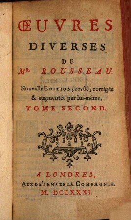 Oeuvres Diverses De Mr. Rousseau, 2
