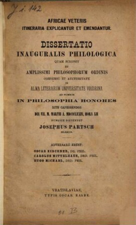 Africae veteris itineraria explicantur et emendantur