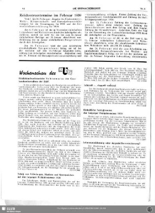 Reichssteuertermine im Februar 1939