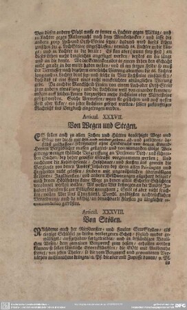 Articul XXXVII. Von Wegen und Stegen.