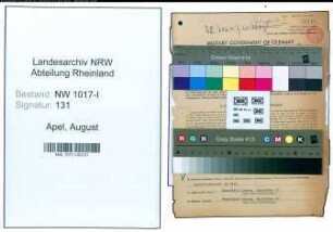Entnazifizierung August Apel , geb. 08.09.1898 (Sparkassenrevisor)