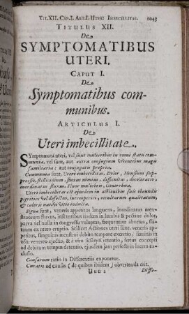 Titulus XII. De Symptomatibus Uteri