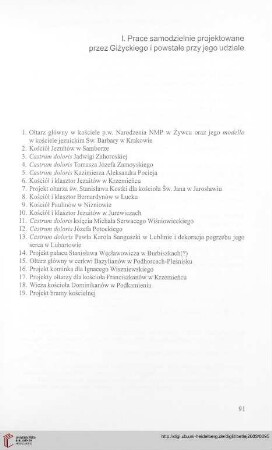 I. Prace samodzielnie projektowane przez Giżyckiego i powstałe przy jego udziale