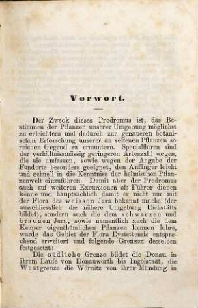 Prodromus florae Eystettensis : Versuch einer systematischen Characteristik der in der näheren und ferneren Umgebung Eichstätt's wildwachsenden Gefäßpflanzen, 1. Die Gattungen