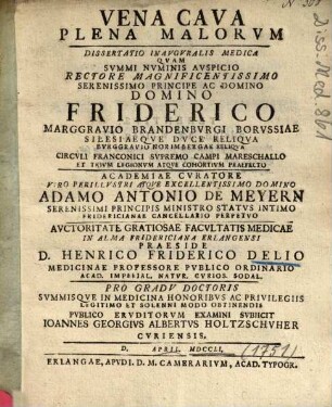 Vena Cava Plena Malorvm [Malorum] : Dissertatio Inavgvralis Medica