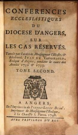 Conférences Ecclésiastiques Du Diocese D'Angers, [10,]2. Sur Les Cas Réservés