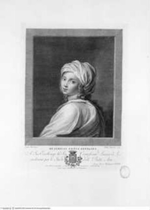 Schola Italica Artis Pictoriae sive tabulae insigniores in romanis pinacothecis adservatae tabulis aere incisis nunc primum editae sumptibus Petri Pauli Montagnani-Mirabili Romae MDCCCVI, Tafel (38): Beatricis Cenci effigies