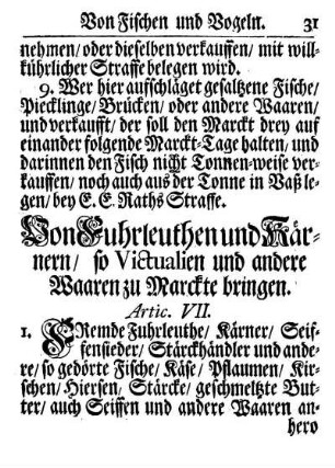 Artic. VII. Von Fuhrleuthen