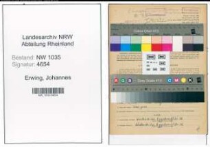 Entnazifizierung Johannes Erwig , geb. 14.10.1920 (Kaufmaennischer Angestellter)