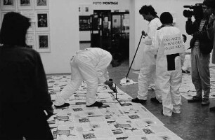 Aktion "sine artis laboratorio nulla ars" (Ohne Atelier gibt es keine Kunst) des "Zusammenschlusses gekündigter und von Kündigung bedrohter KünstlerInnen (Ost und West)"