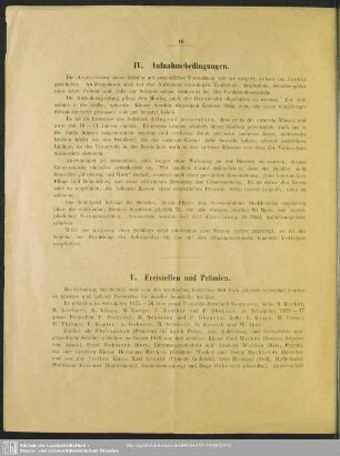 IV. Aufnahmebedingungen