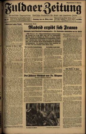Ausgabe vom Dienstag, den 28. März 1939.