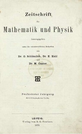 15: Zeitschrift für Mathematik und Physik