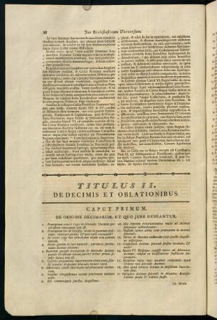 28-61, Titulus II. De Decimis et Oblationibus.