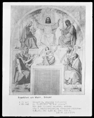 Entwurfszeichnungen für die Fresken der Schloßkapelle von Burg Rheineck — Christus umgeben von den acht Hauptfiguren der szenisch dargestellten Seligpreisungen